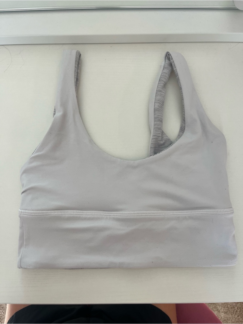Women's Light Gray Scoop Neck Sports Bralette REVERSIBLE